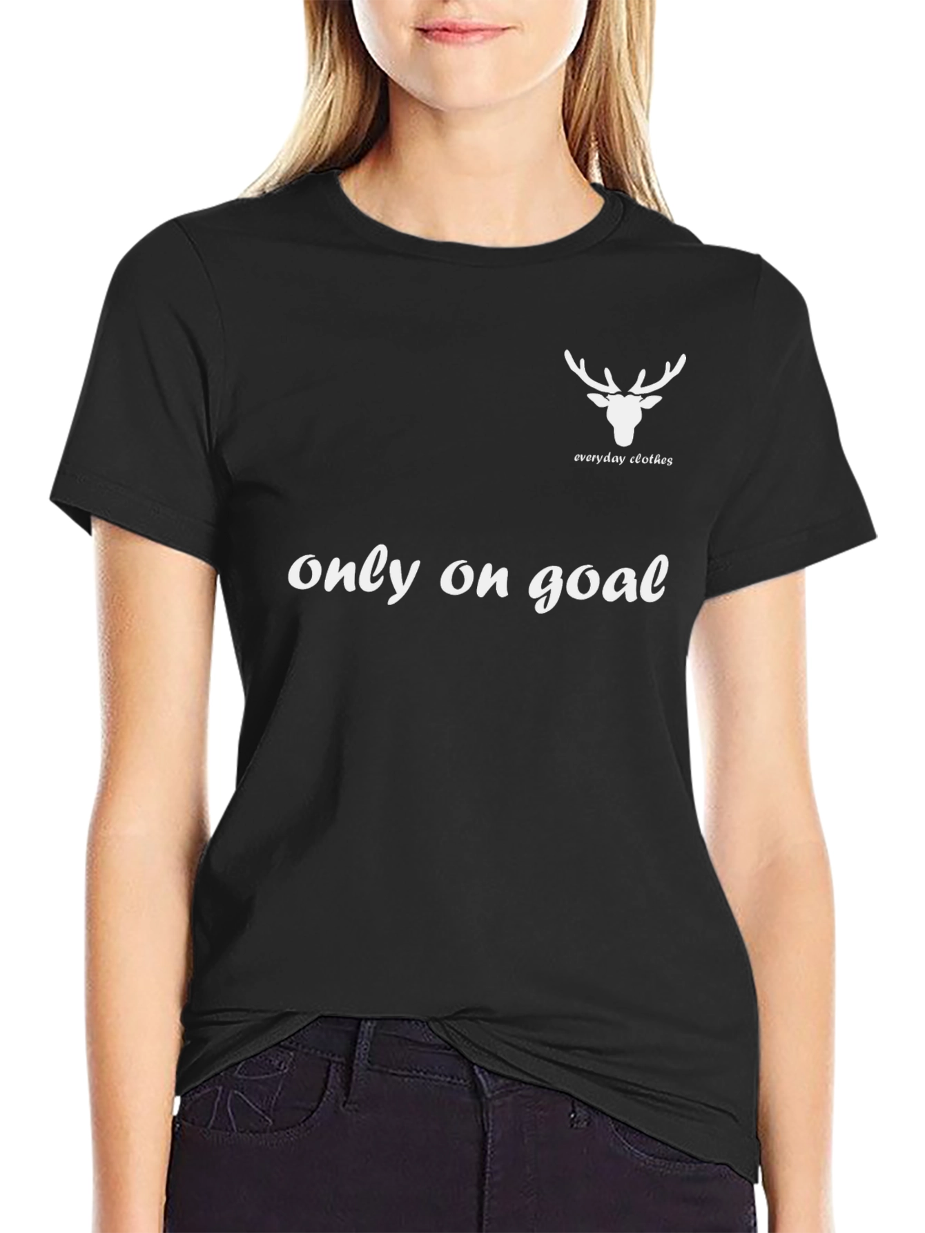 Mens Black Deer Everyday Clothes Graphic T-Shirt