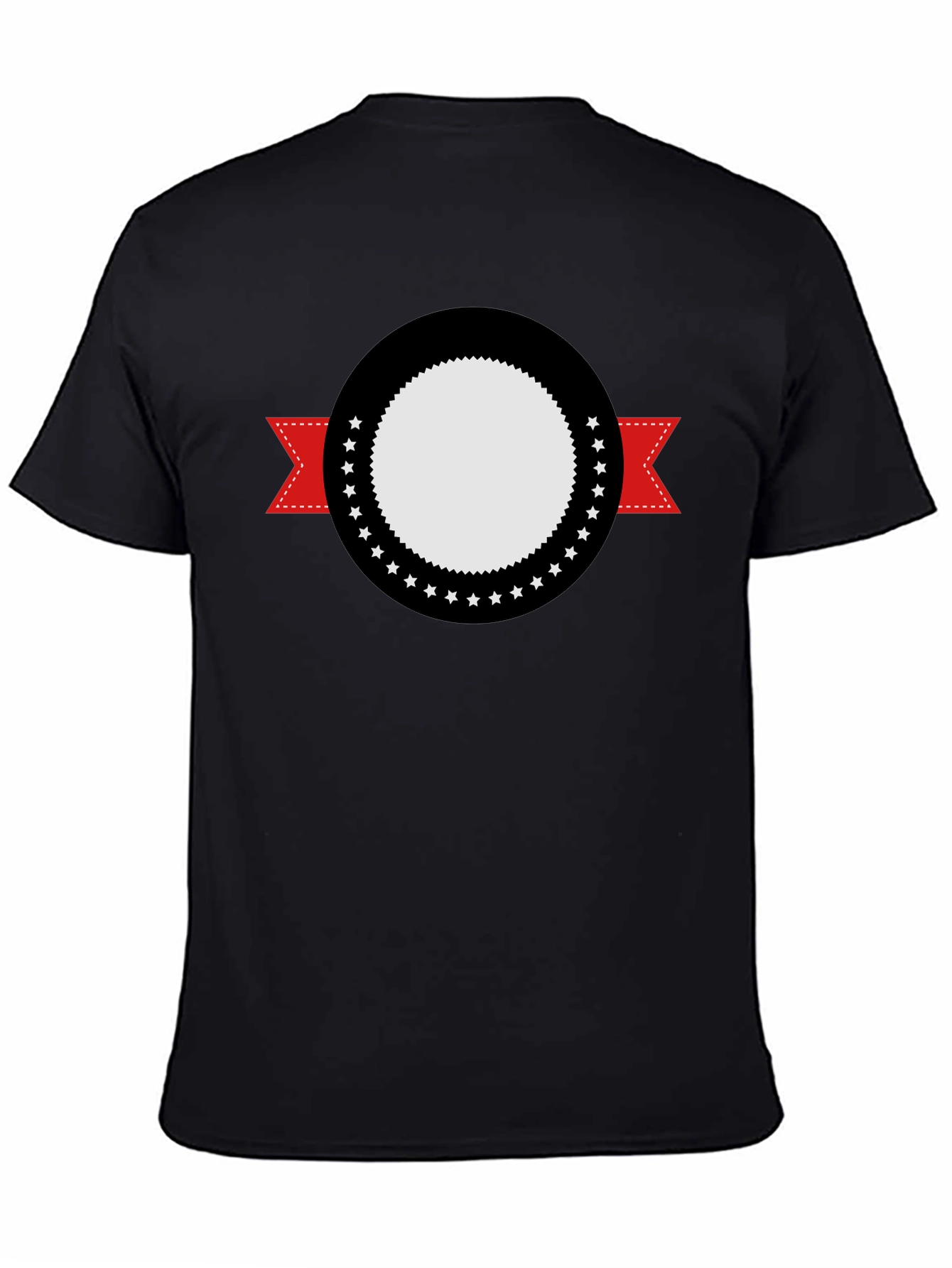 Modern Black Tee with Graphic Emblem Design