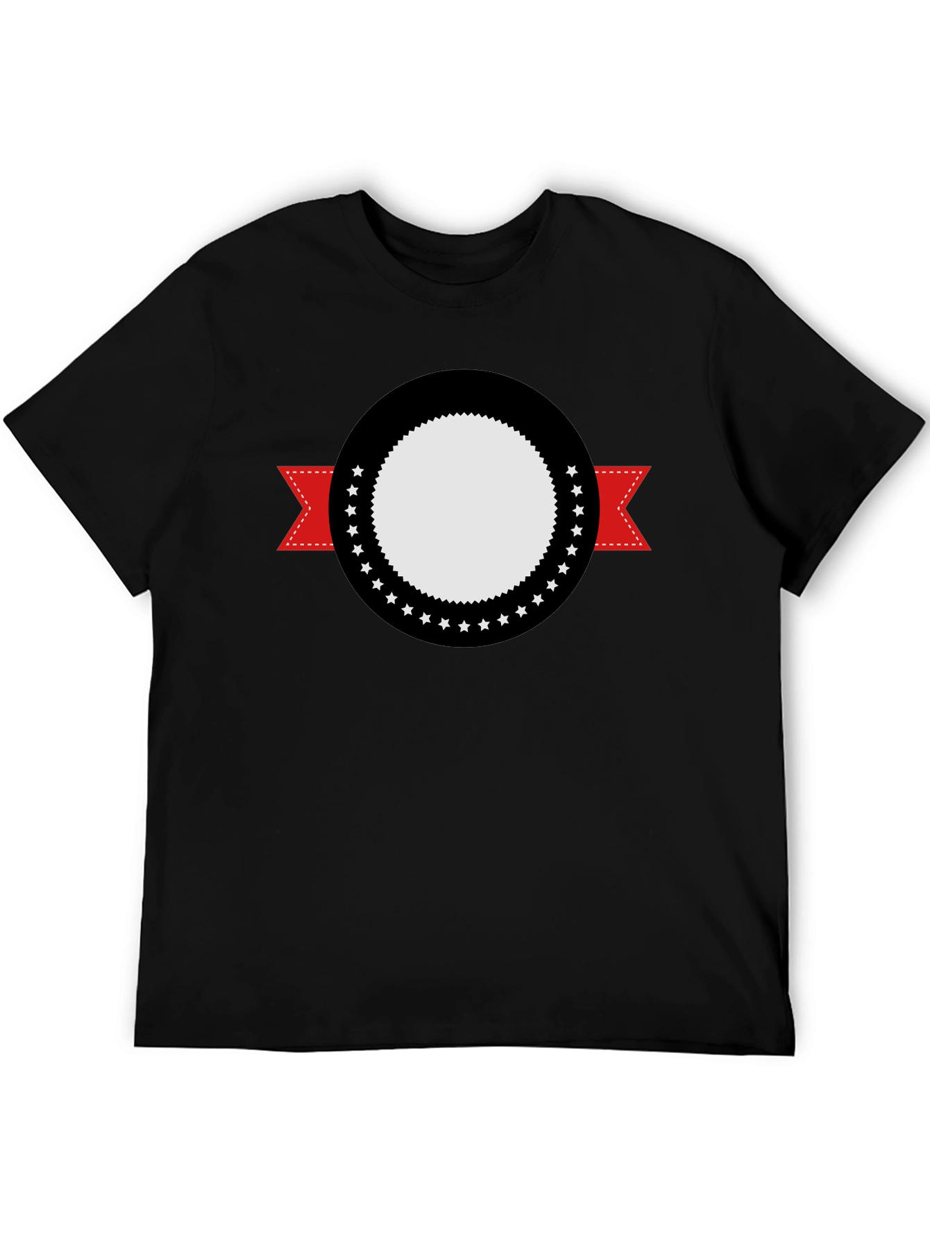 Modern Black Tee with Graphic Emblem Design