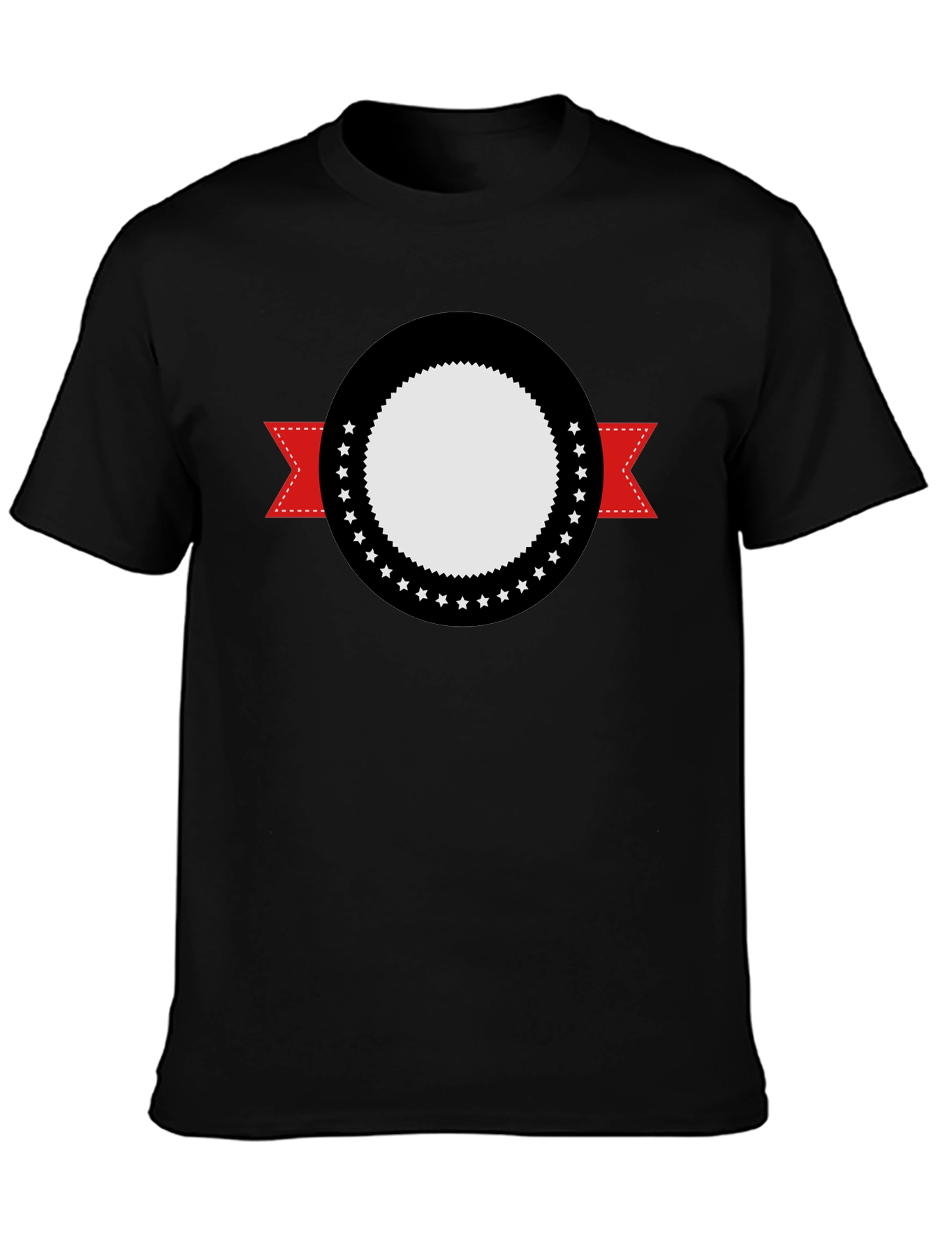 Modern Black Tee with Graphic Emblem Design