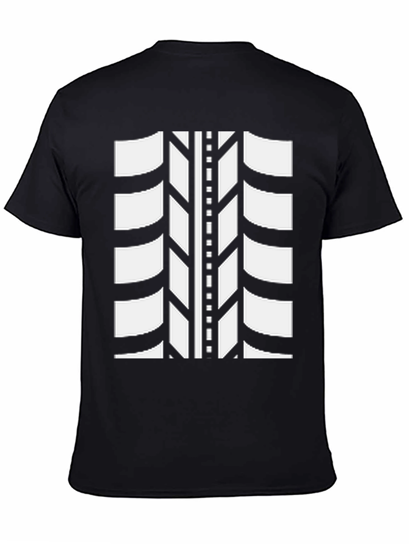 Tire Tread Graphic Tee - Black Cotton Blend