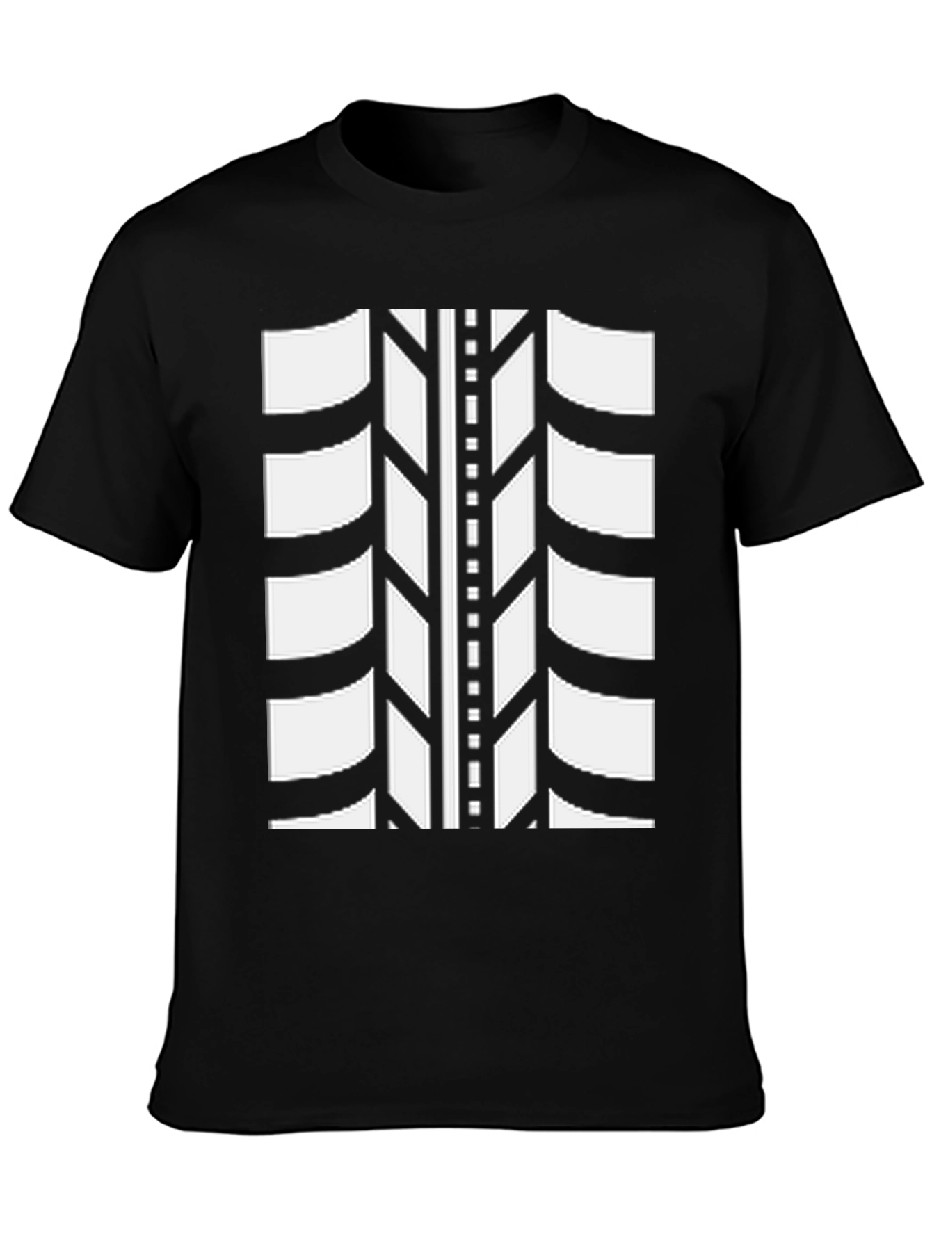 Tire Tread Graphic Tee - Black Cotton Blend