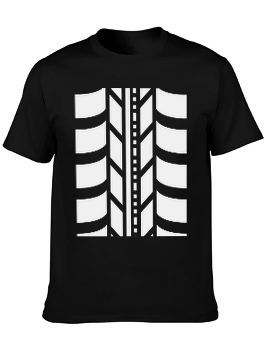 Tire Tread Graphic Tee - Black Cotton Blend