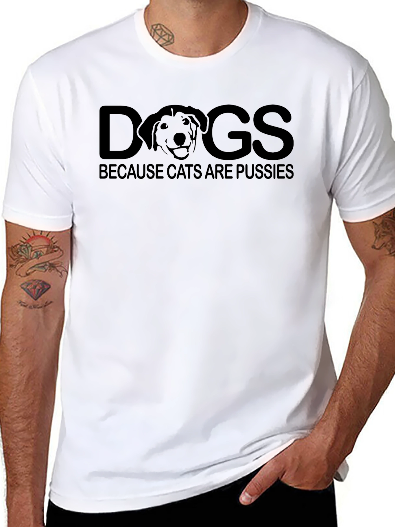 Funny Dogs Over Cats Graphic Tee - Black
