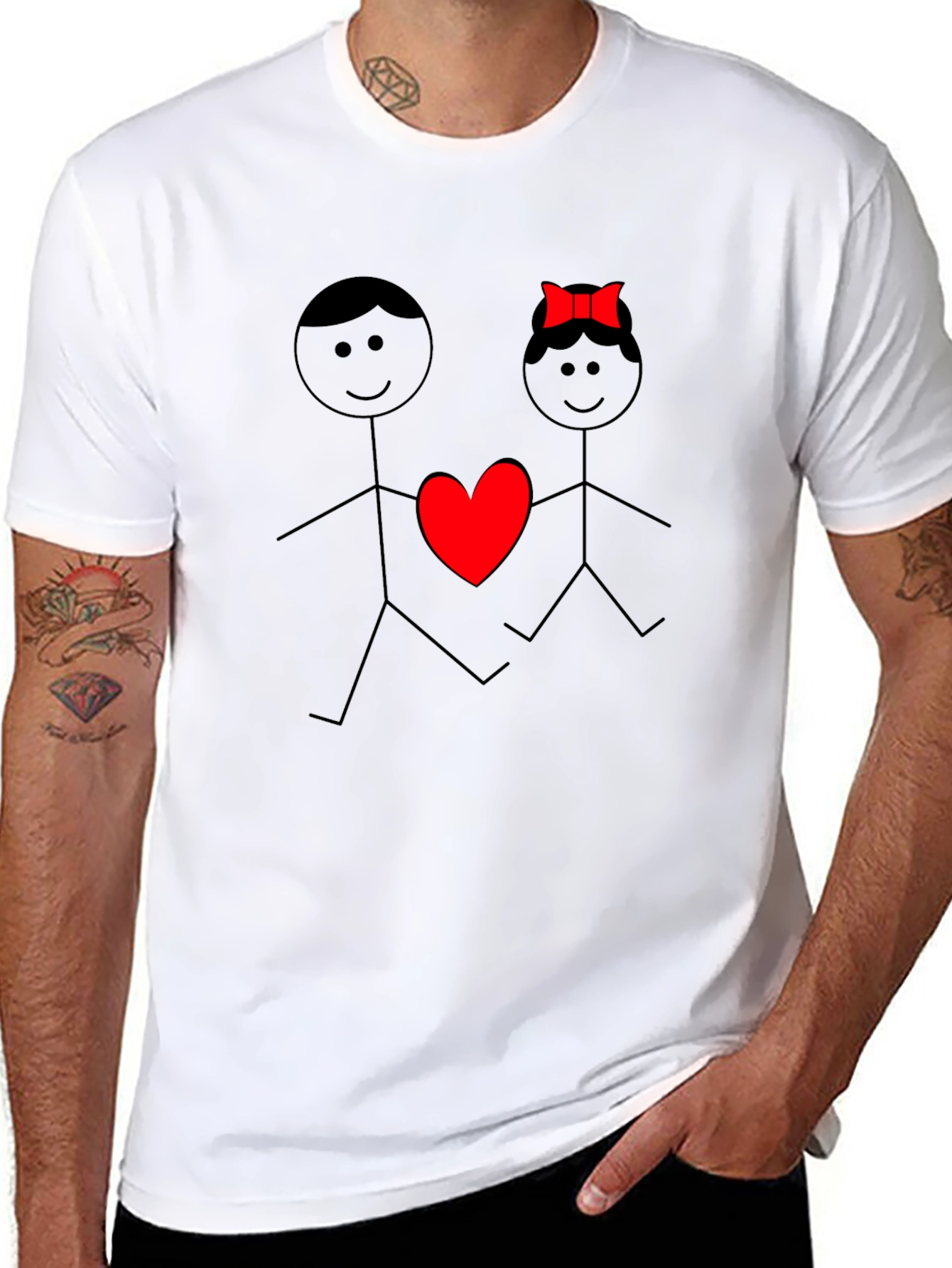 Stick Figure Love Graphic Tee - Black