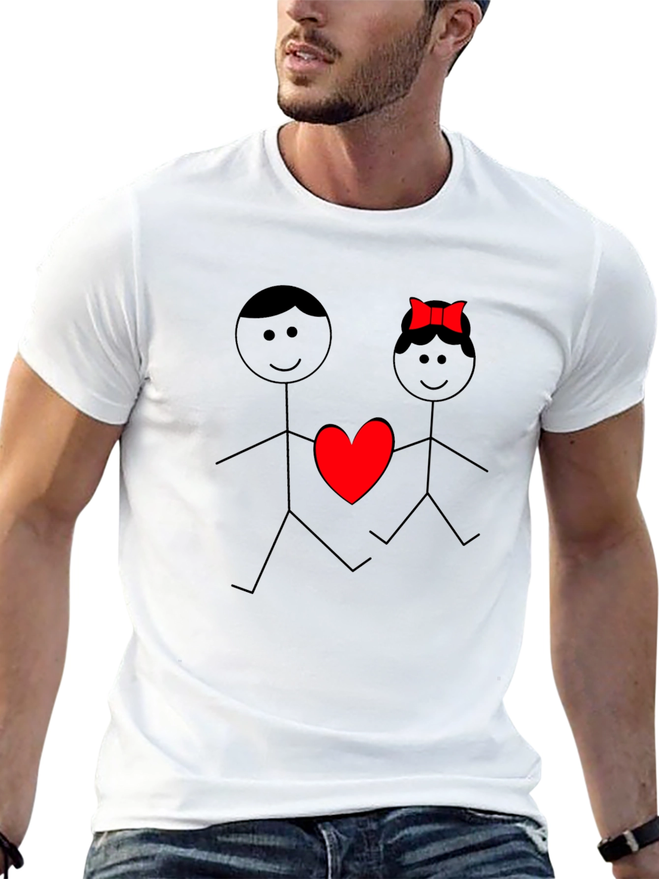 Stick Figure Love Graphic Tee - Black