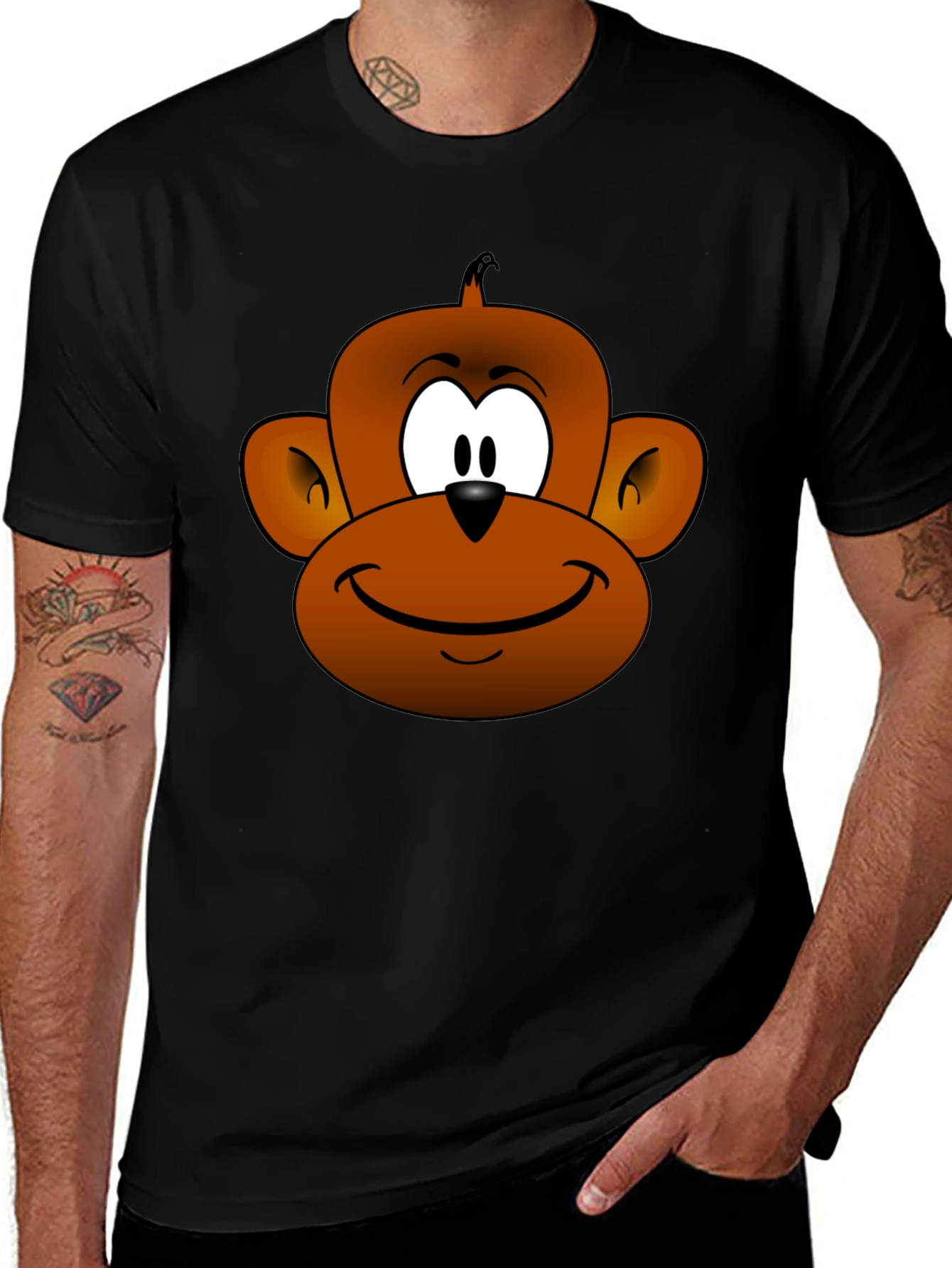 Cartoon Monkey Face T-Shirt