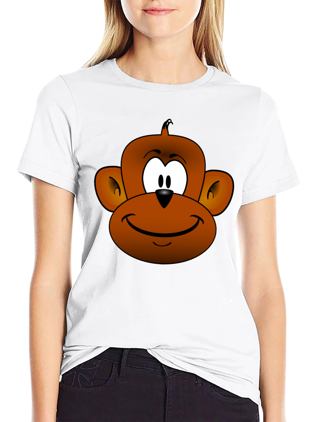 Cartoon Monkey Face T-Shirt