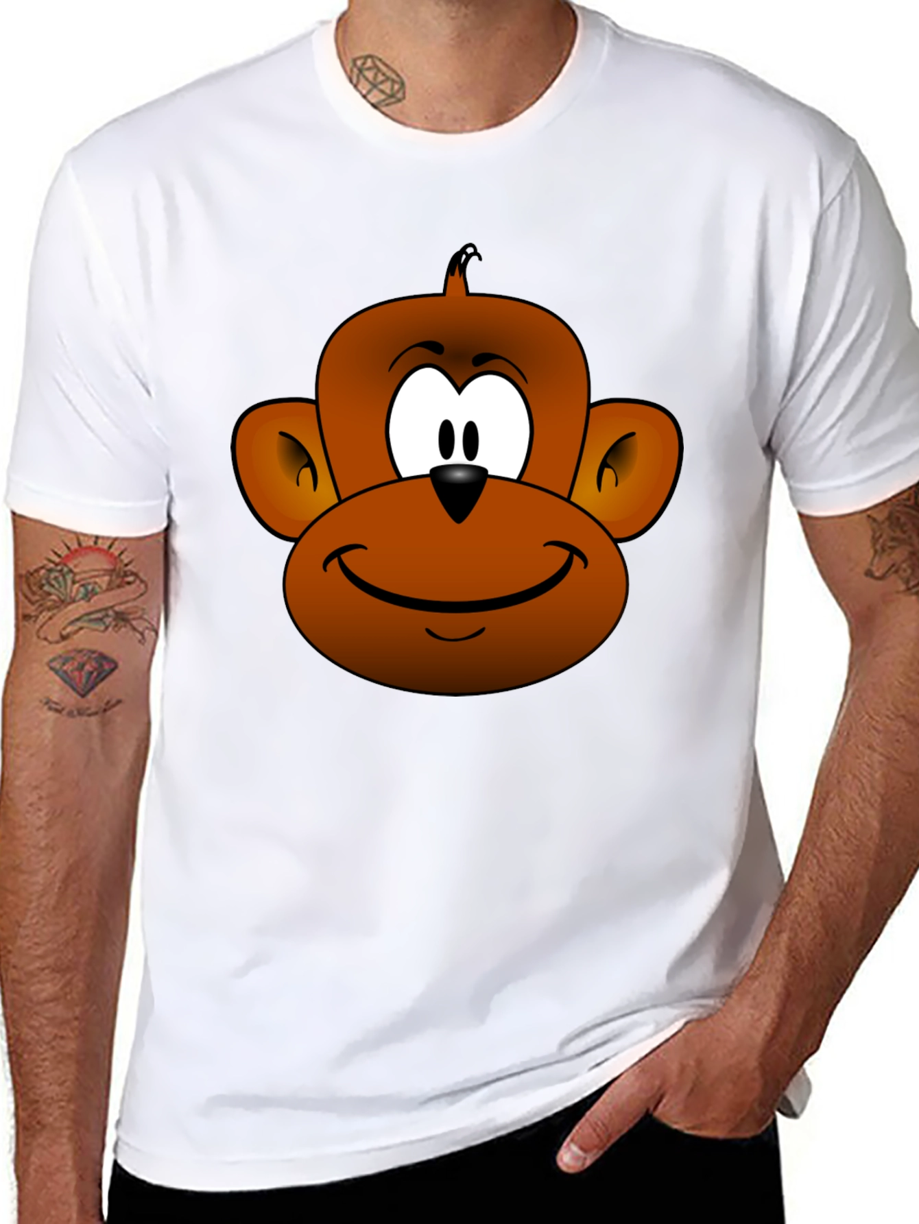 Cartoon Monkey Face T-Shirt