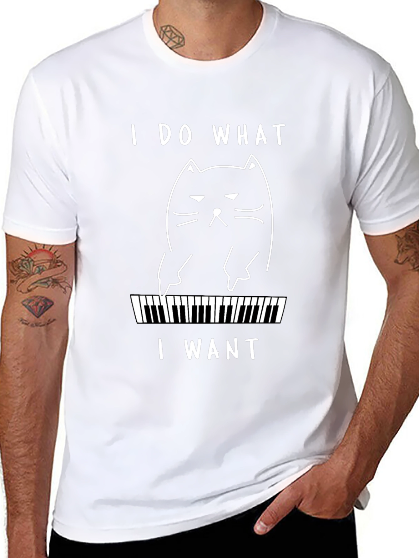 Funny Cat Playing Piano T-Shirt