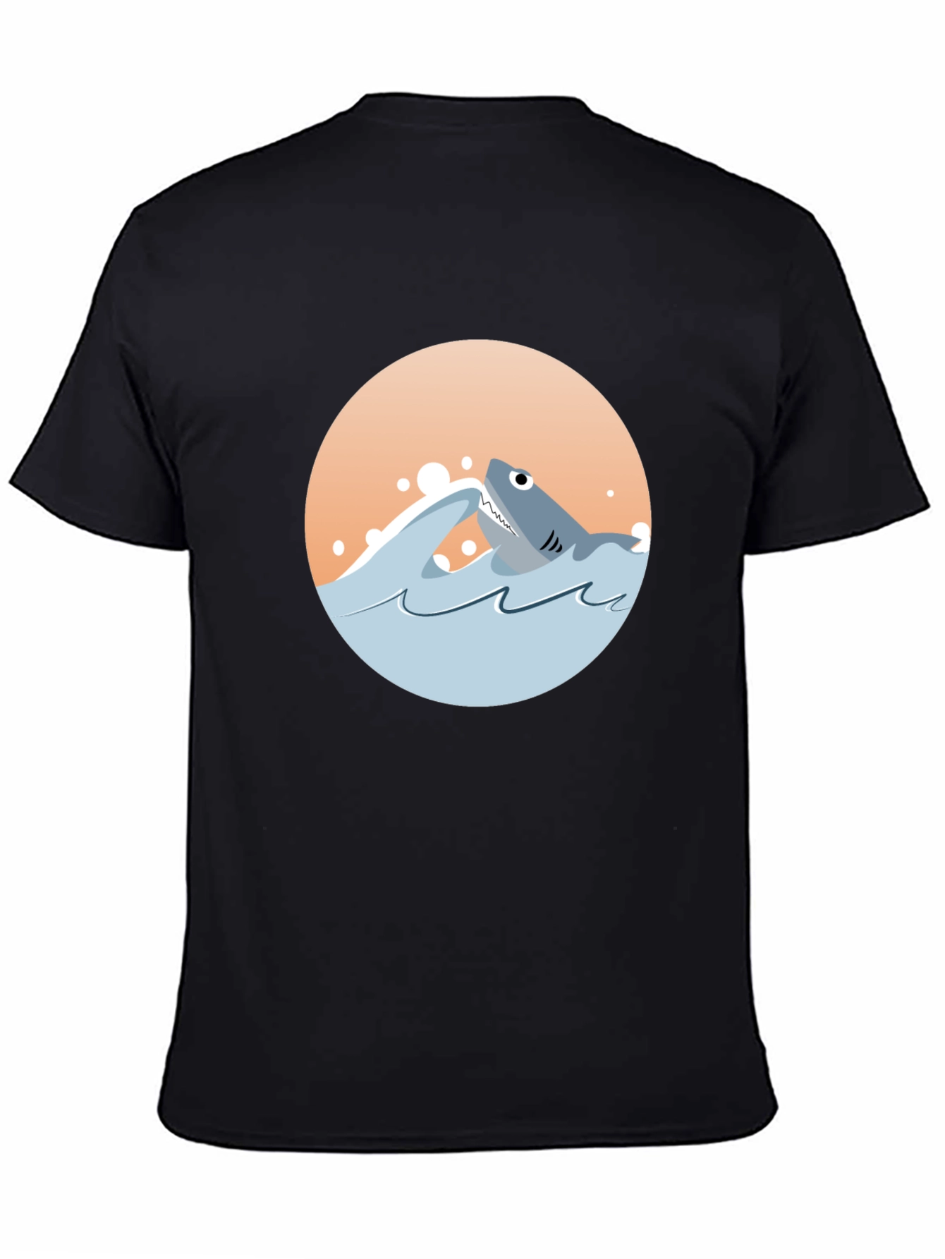 Shark Graphic Tee - Black Cotton Crewneck T-Shirt