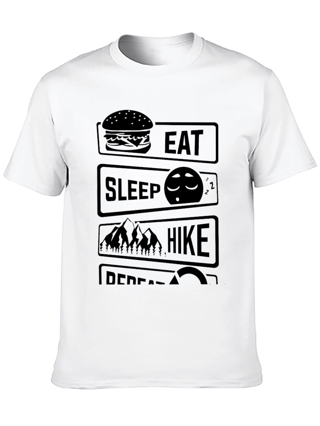 Eat Sleep Hike Repeat Black Graphic Tee