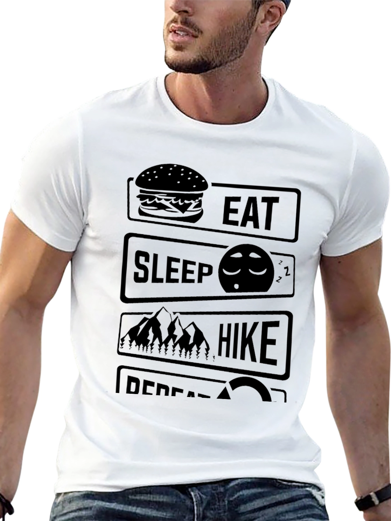 Eat Sleep Hike Repeat Black Graphic Tee