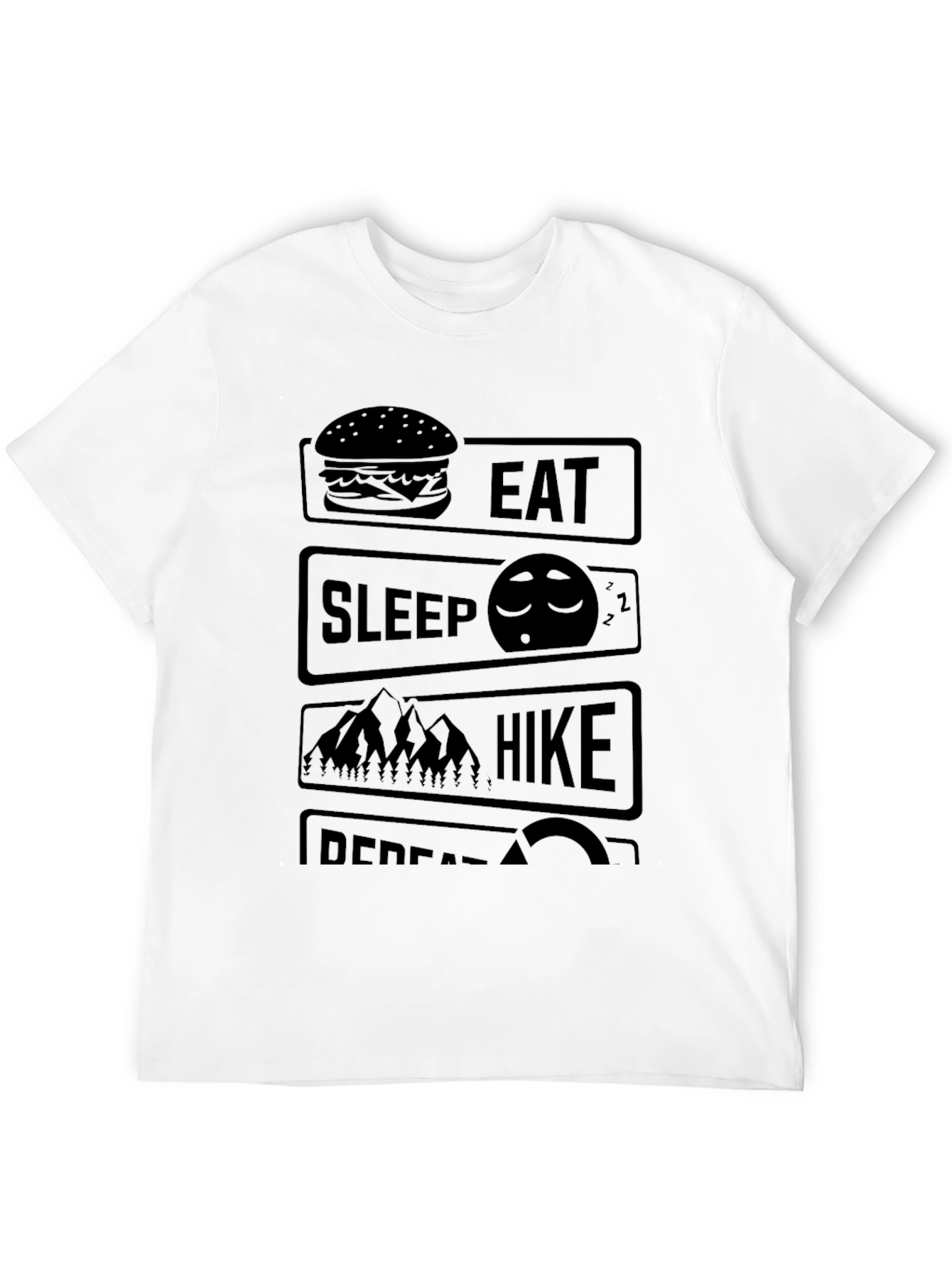 Eat Sleep Hike Repeat Black Graphic Tee