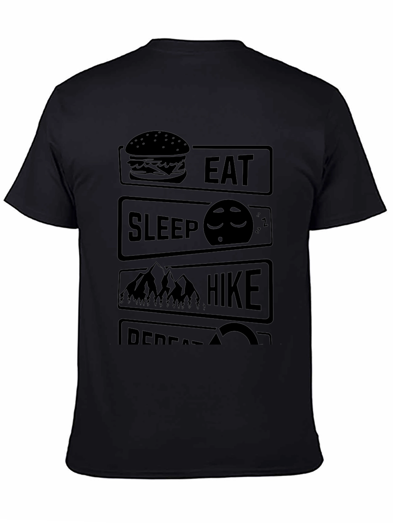 Eat Sleep Hike Repeat Black Graphic Tee