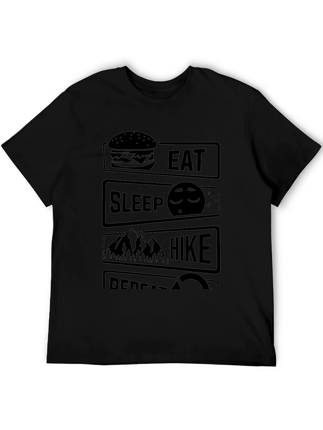 Eat Sleep Hike Repeat Black Graphic Tee