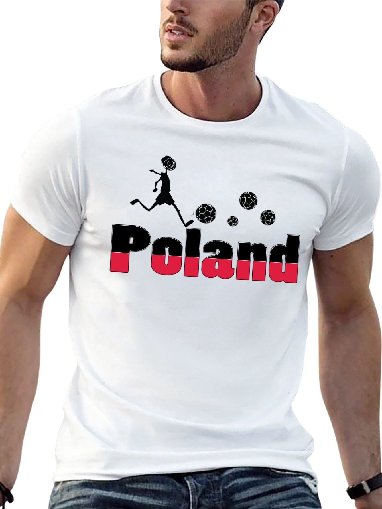 Poland Soccer Graphic Tee - Black