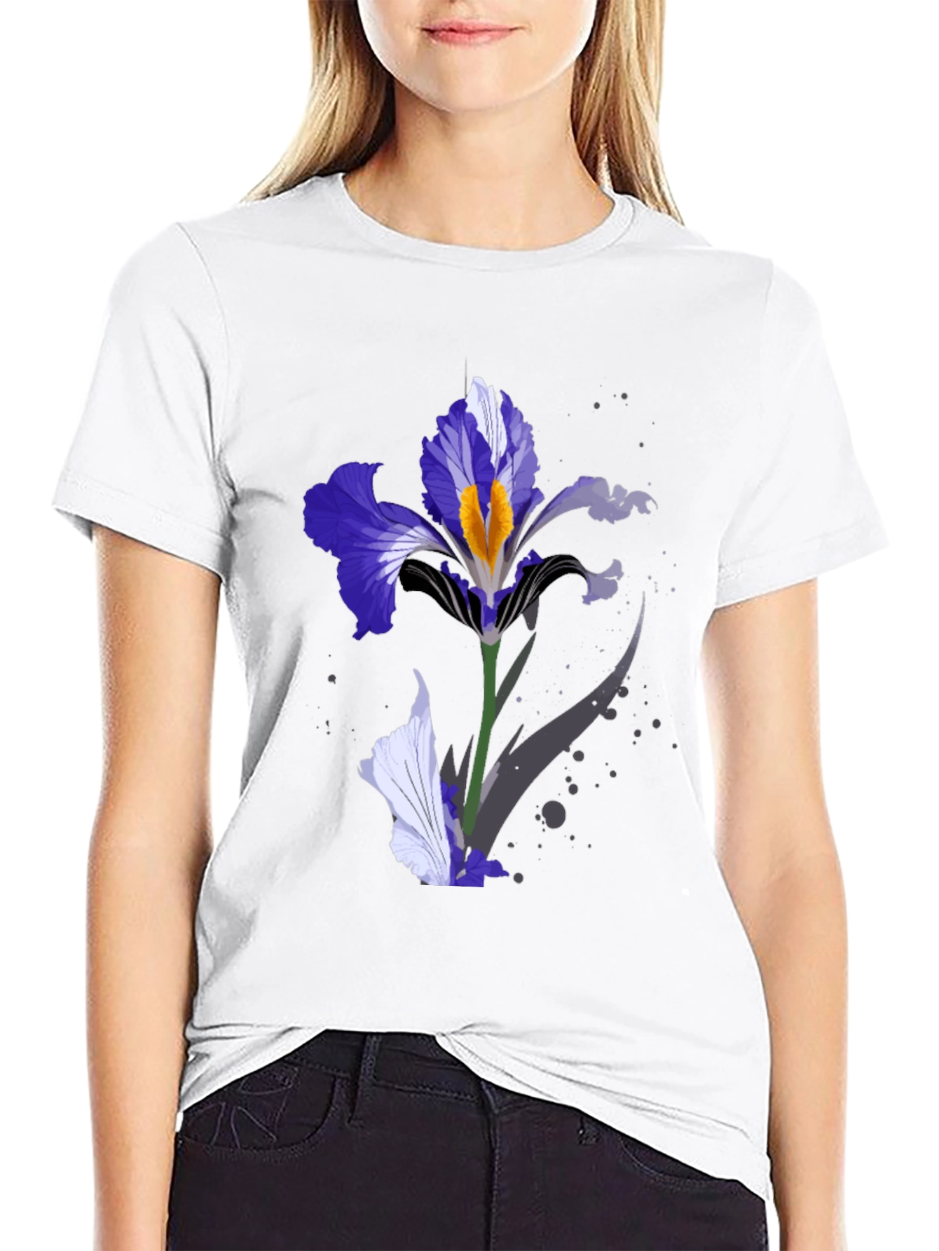 Floral Iris T-Shirt - Black