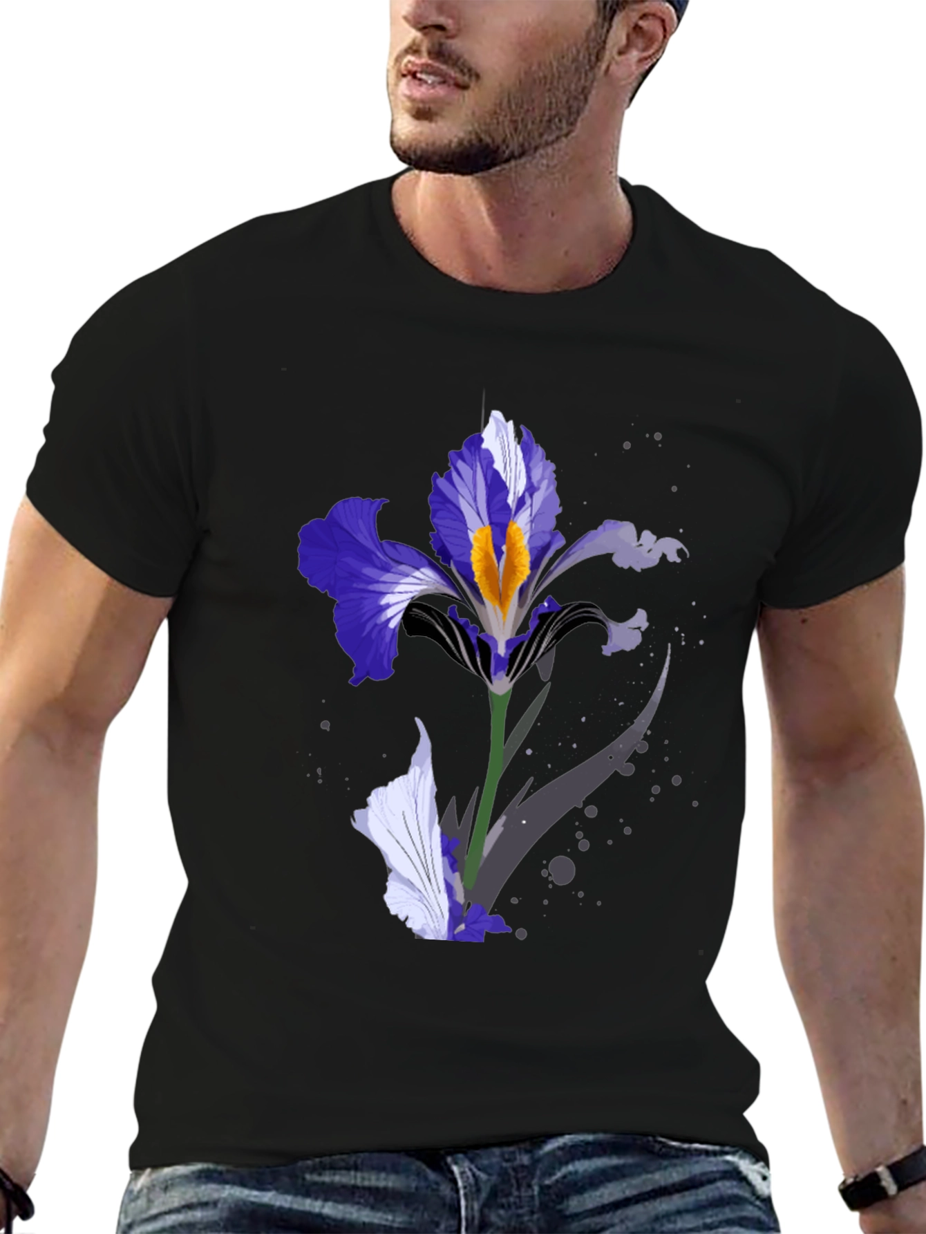 Floral Iris T-Shirt - Black