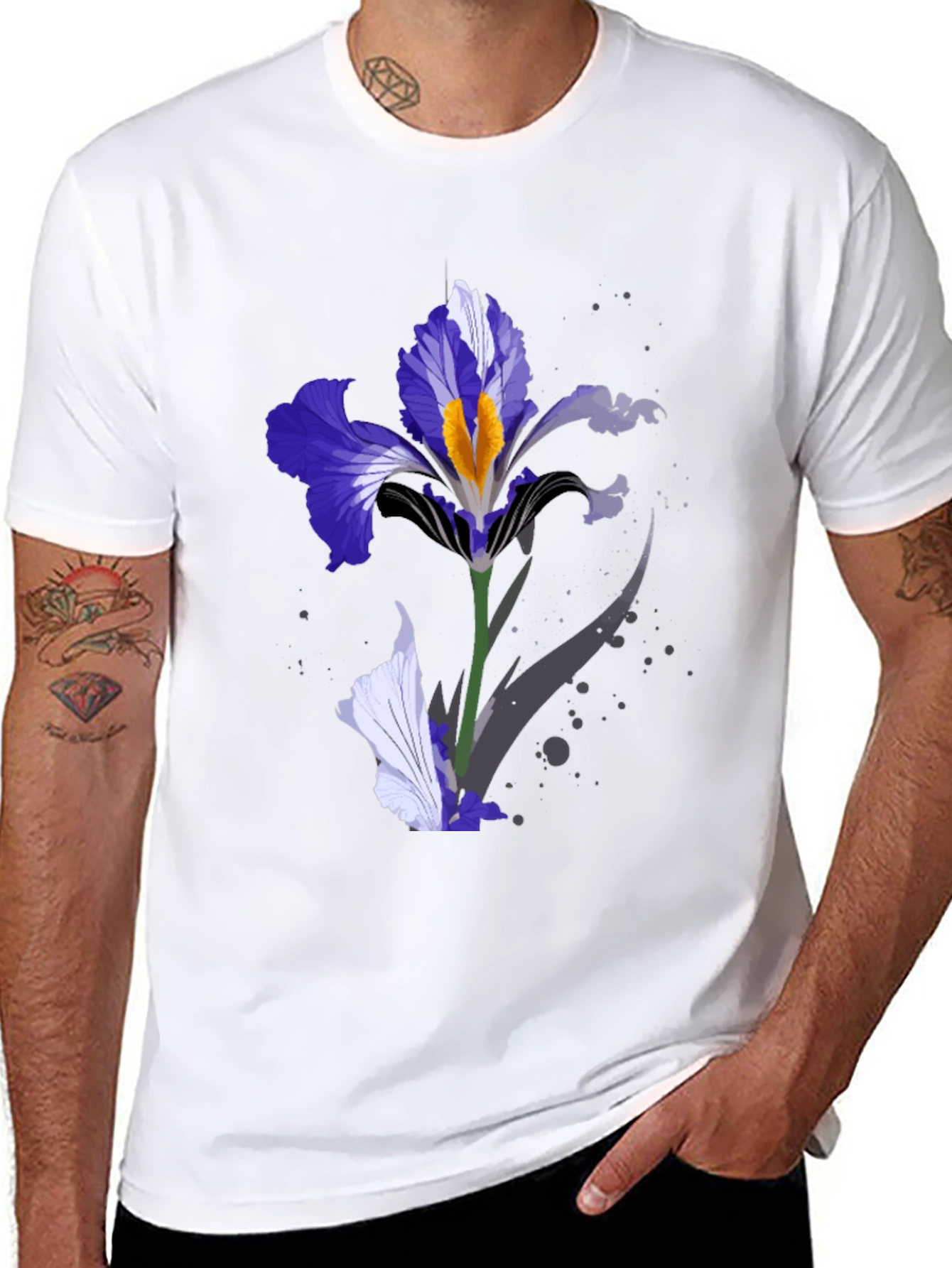 Floral Iris T-Shirt - Black