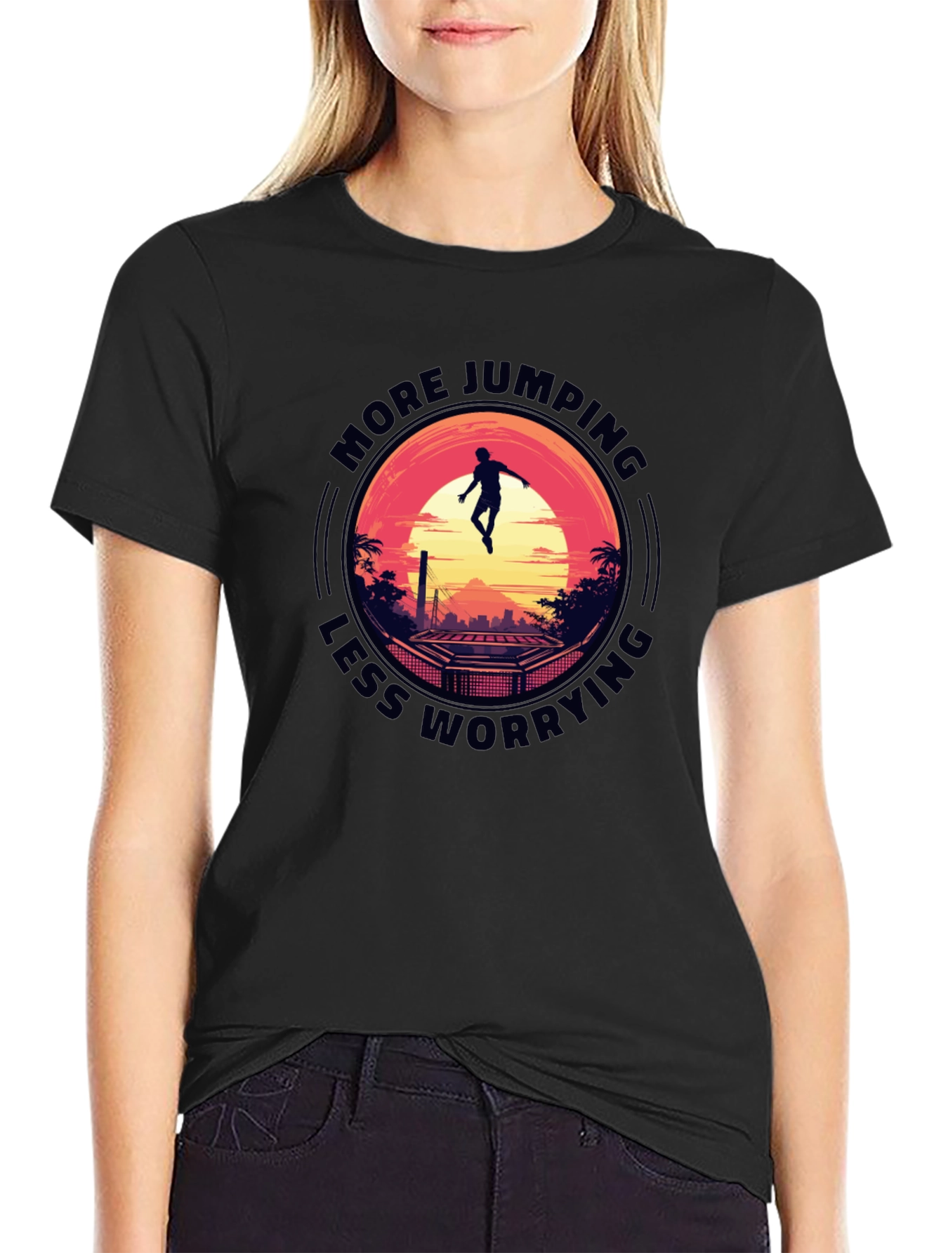 More Jumping Less Worrying Graphic T-Shirt