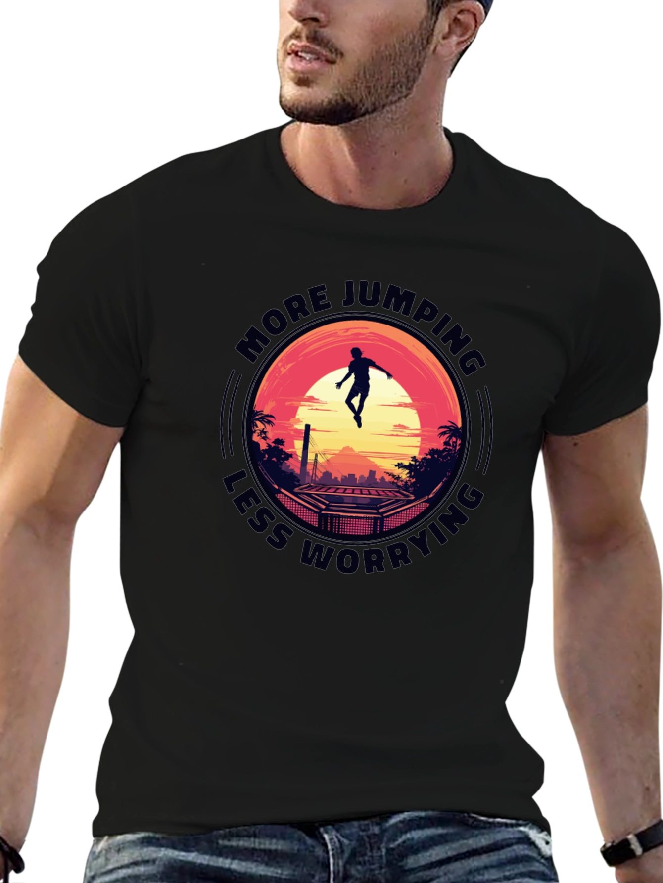 More Jumping Less Worrying Graphic T-Shirt