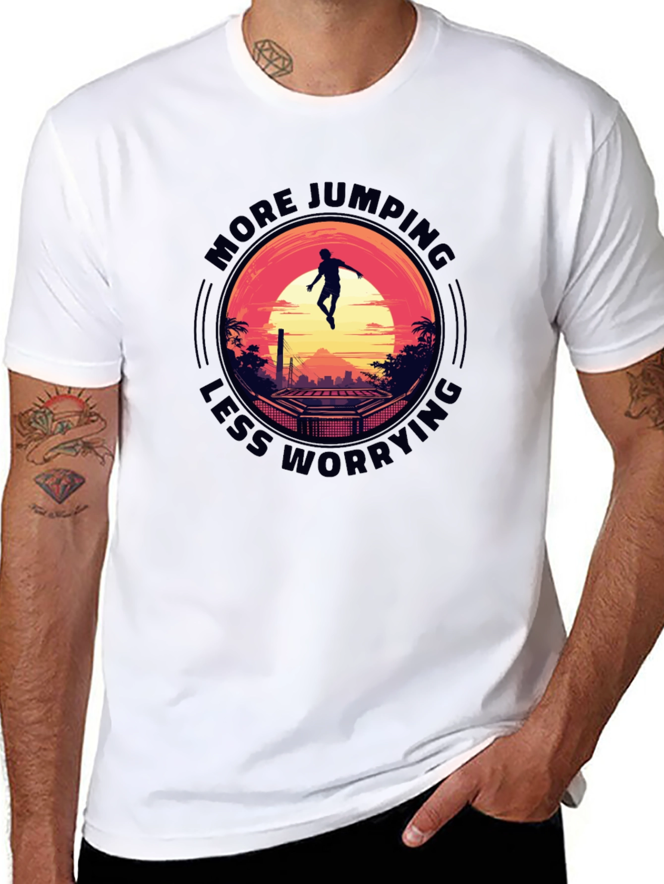 More Jumping Less Worrying Graphic T-Shirt