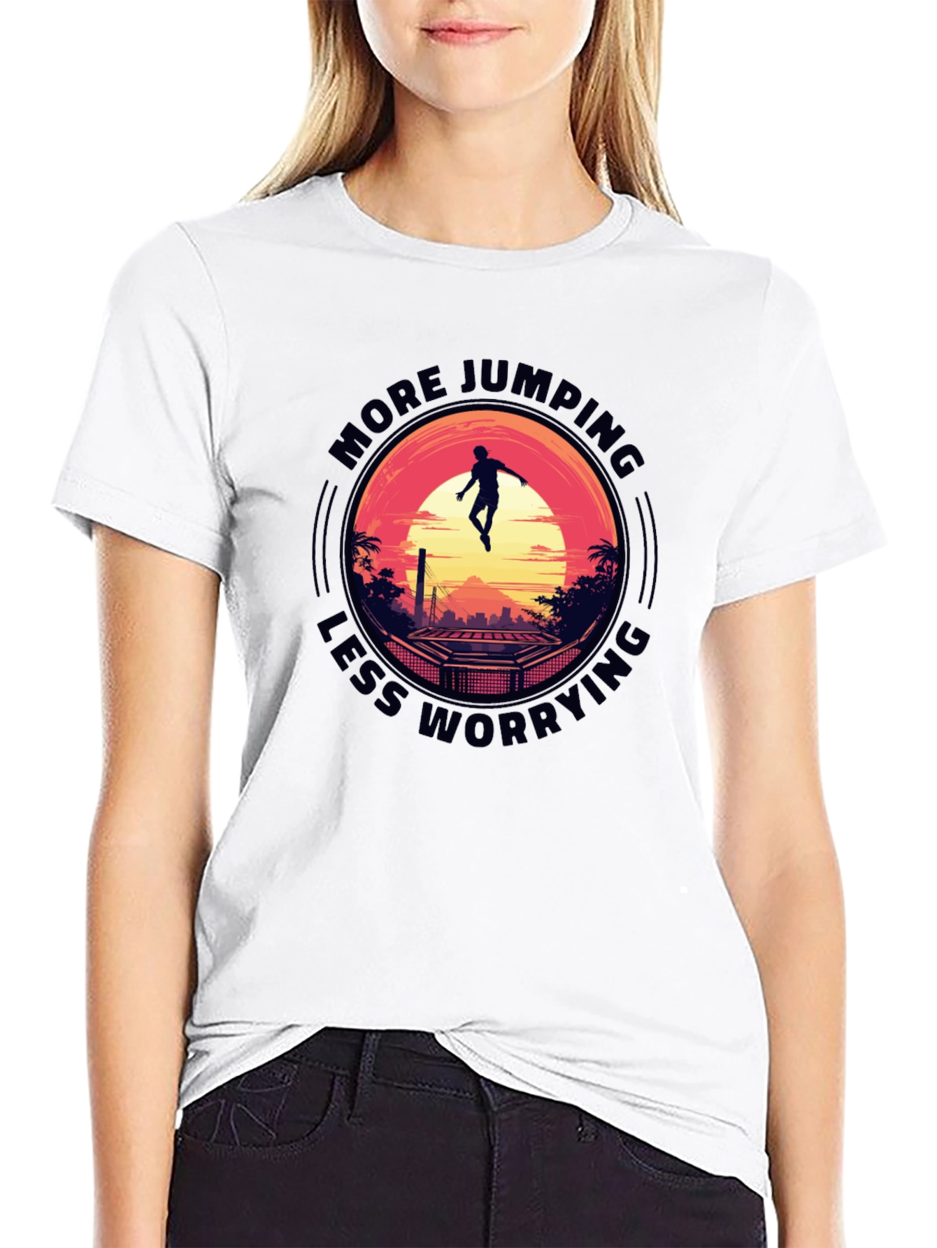 More Jumping Less Worrying Graphic T-Shirt
