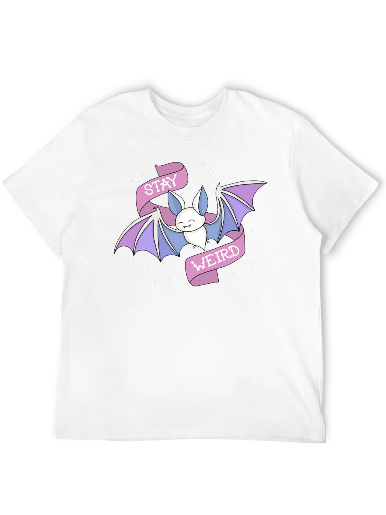 Stay Weird Bat Graphic Tee - Black Cotton T-Shirt