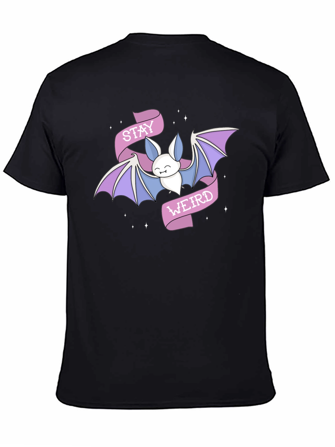 Stay Weird Bat Graphic Tee - Black Cotton T-Shirt