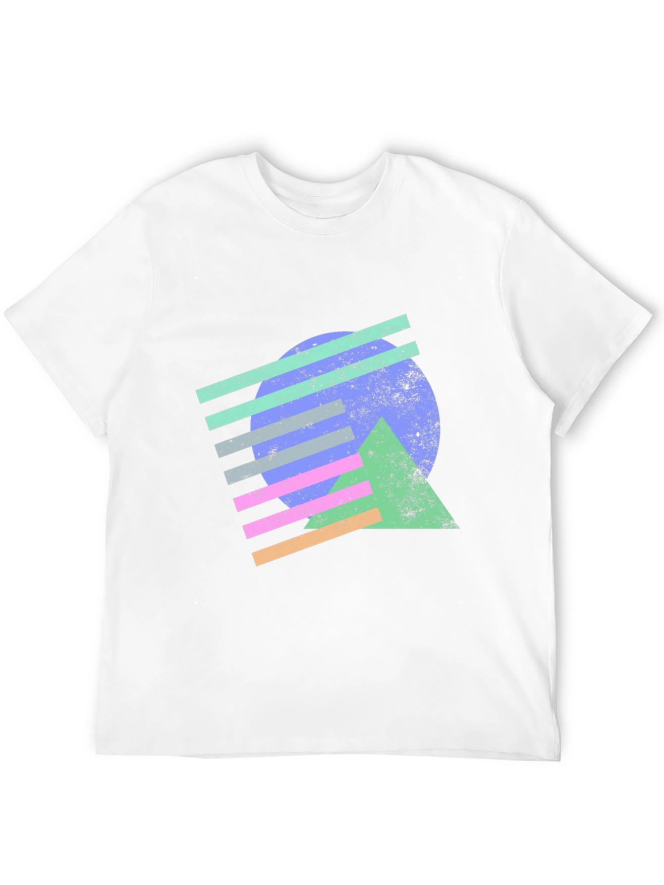Retro Geometric Graphic Tee - Black Cotton T-Shirt
