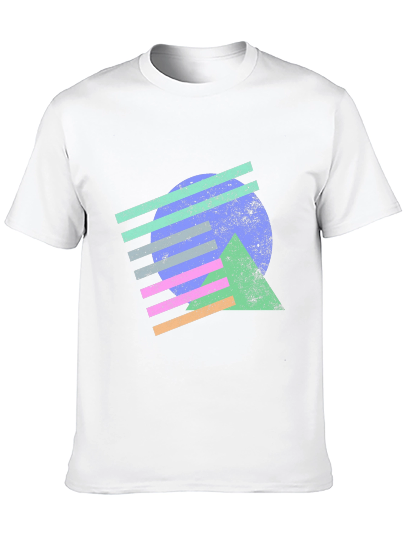 Retro Geometric Graphic Tee - Black Cotton T-Shirt