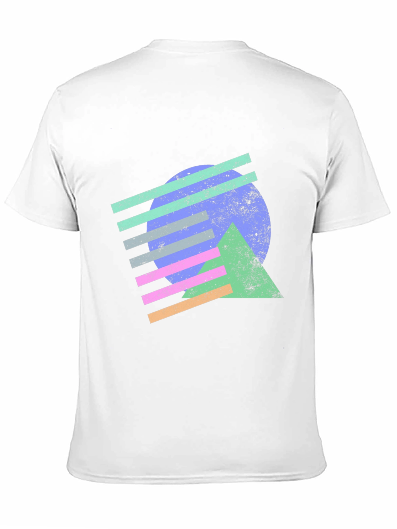 Retro Geometric Graphic Tee - Black Cotton T-Shirt