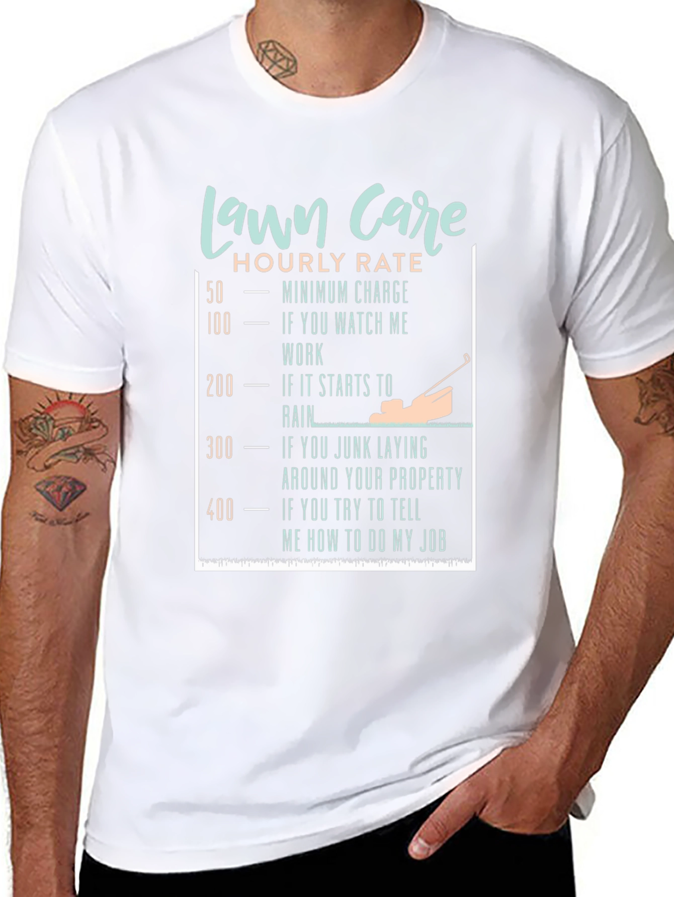 Funny Lawn Care Hourly Rate T-Shirt