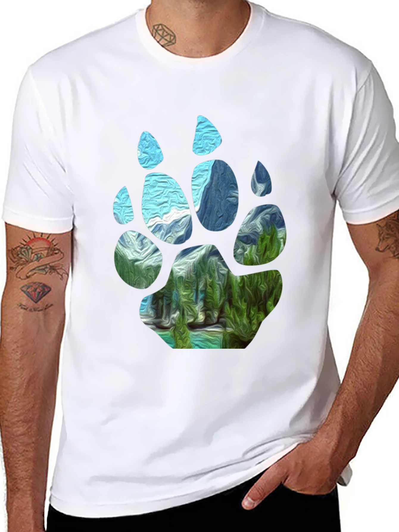 Bear Paw Landscape Graphic Tee - Black