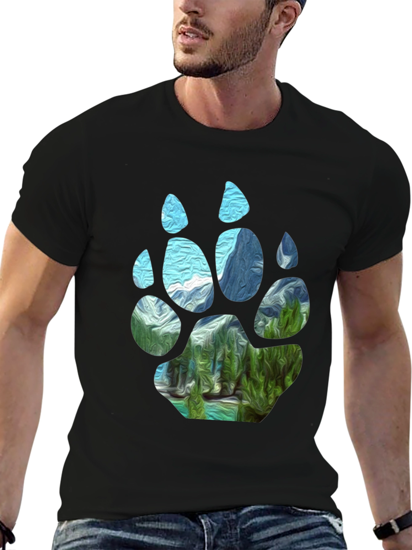 Bear Paw Landscape Graphic Tee - Black