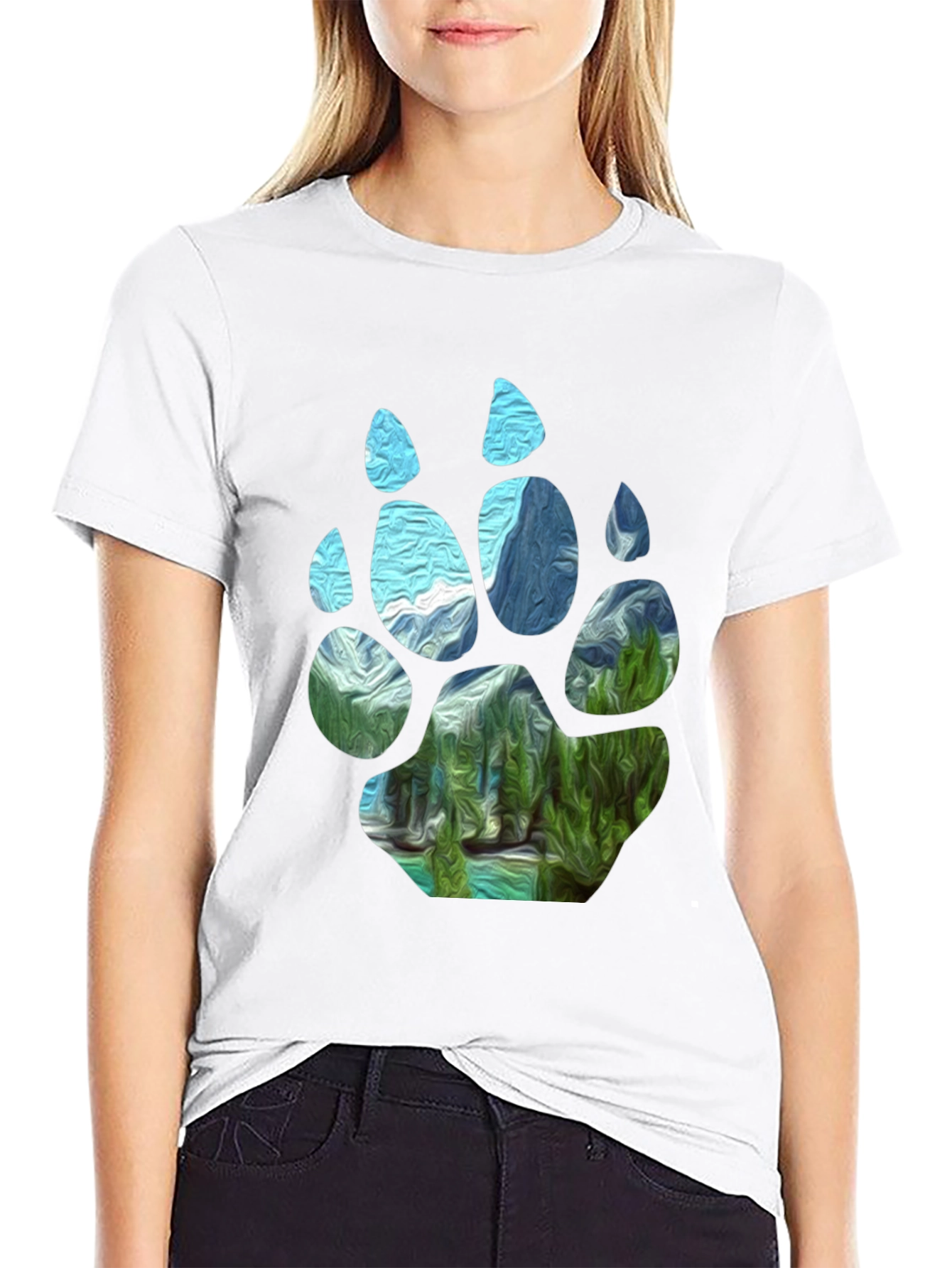 Bear Paw Landscape Graphic Tee - Black