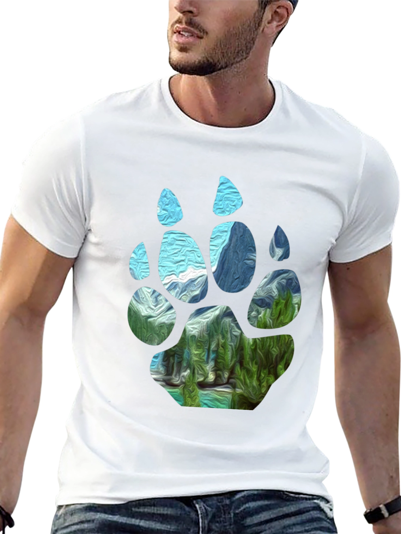 Bear Paw Landscape Graphic Tee - Black