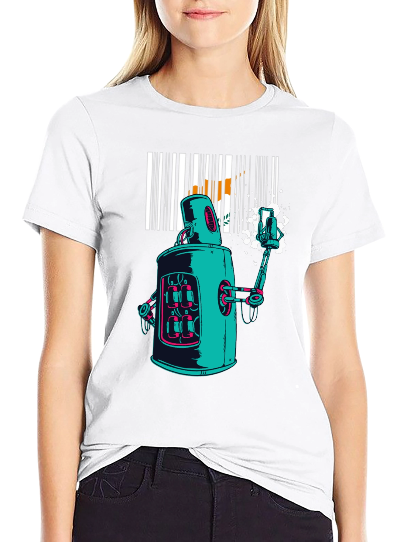 Retro Robot Graphic Tee - Cool Sci-Fi Design