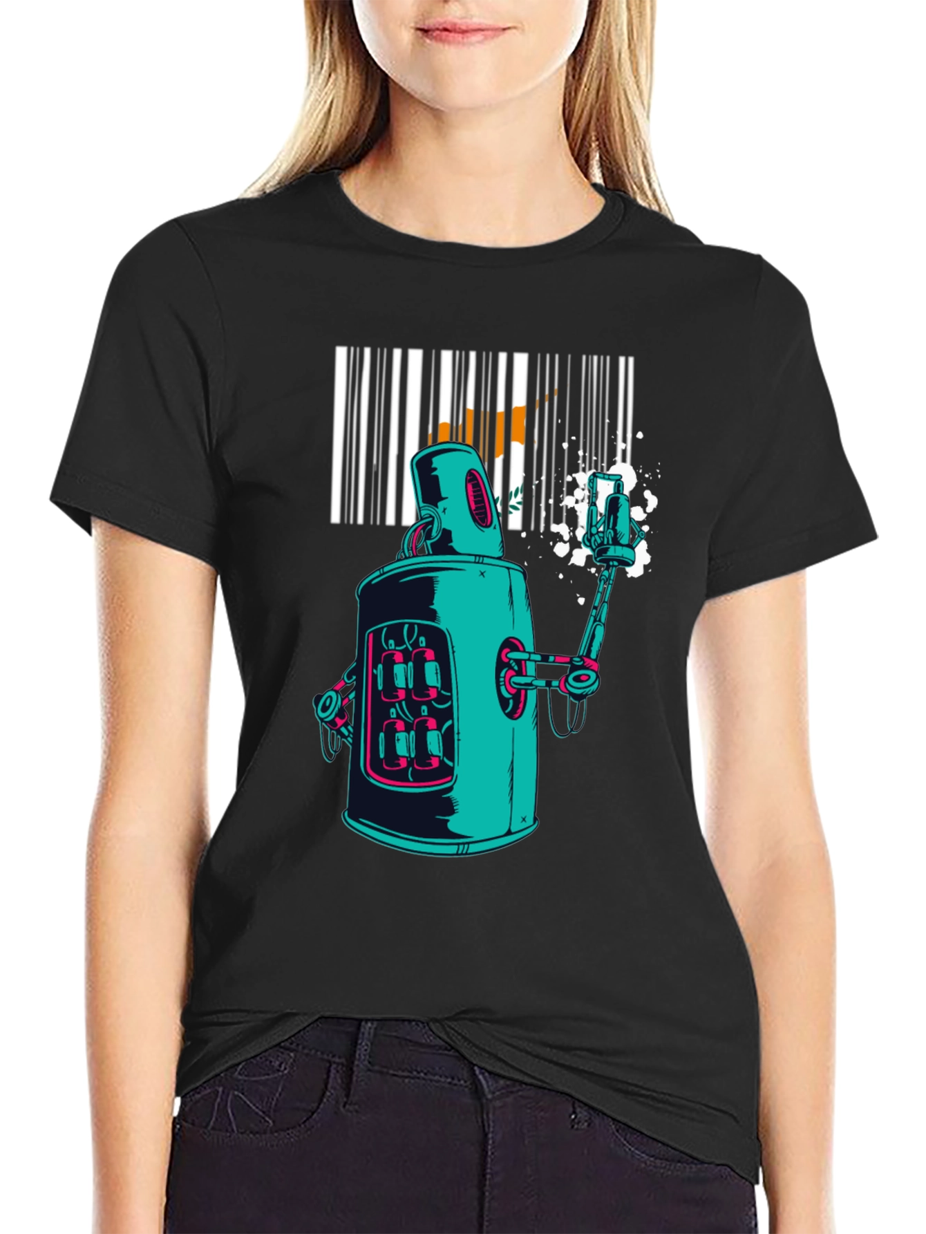 Retro Robot Graphic Tee - Cool Sci-Fi Design