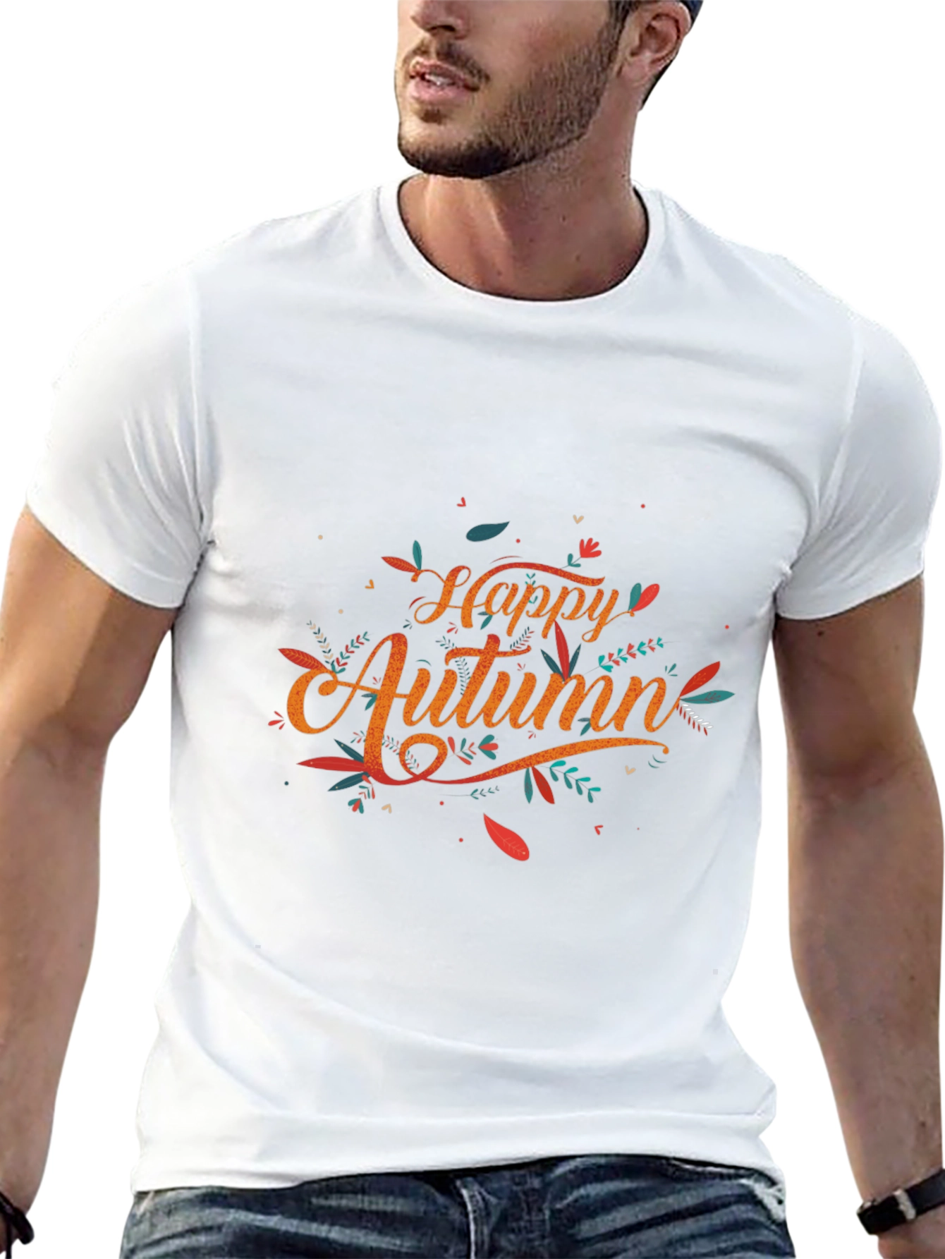 Happy Autumn Graphic Tee - Stylish Fall Season T-Shirt