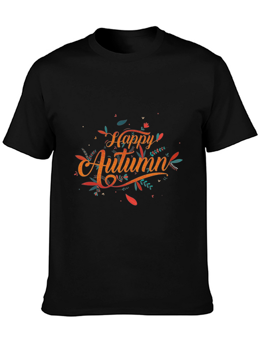 Happy Autumn Graphic Tee - Stylish Fall Season T-Shirt
