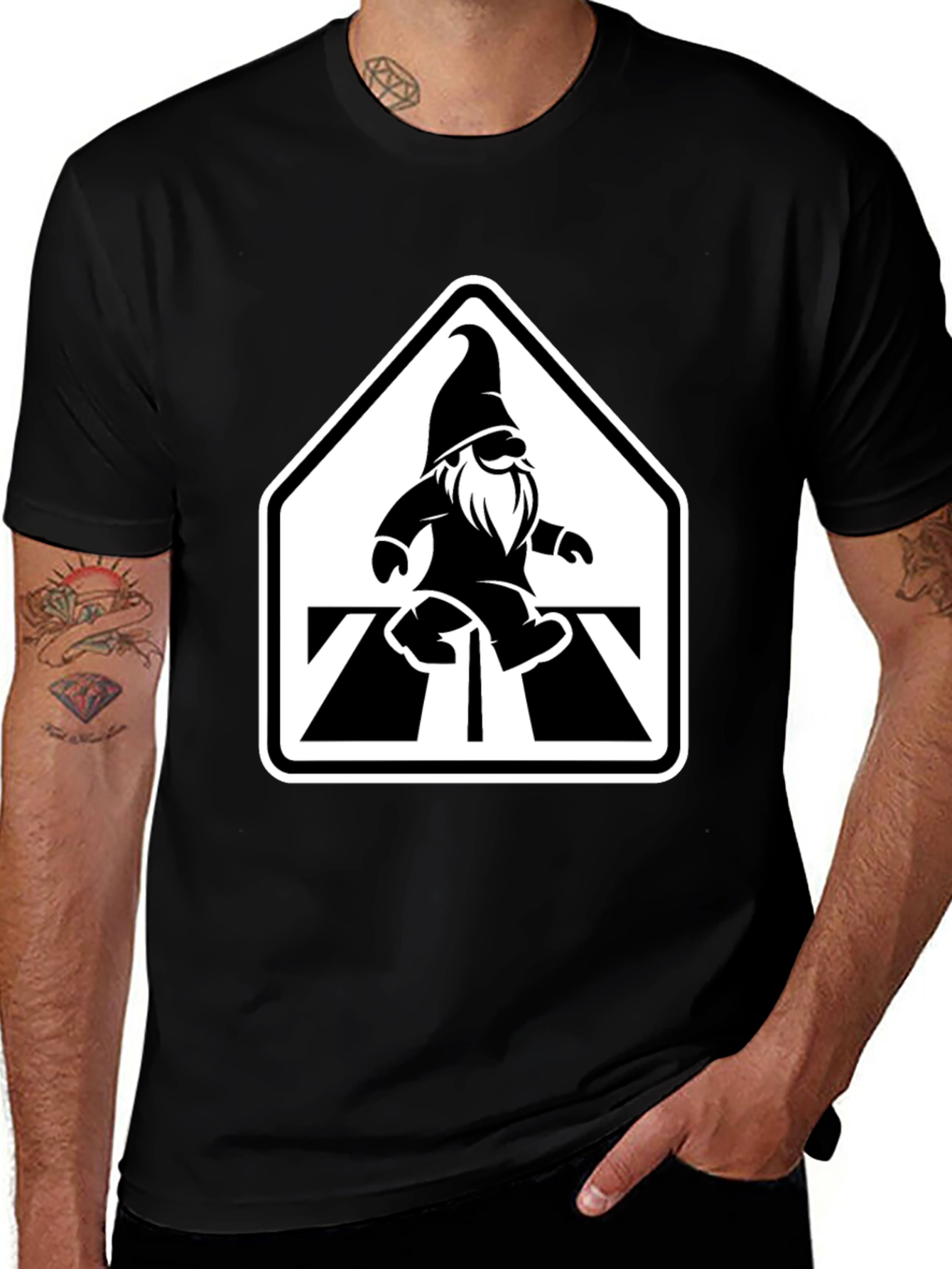 Gnome Crossing T-Shirt - Black Graphic Tee