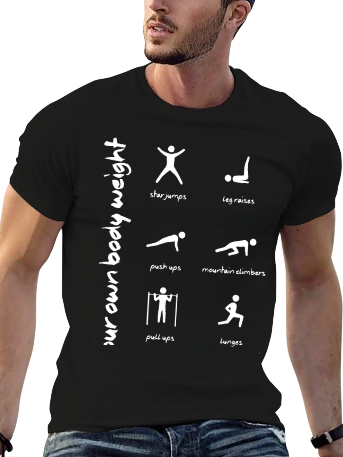Bodyweight Exercise Black T-Shirt