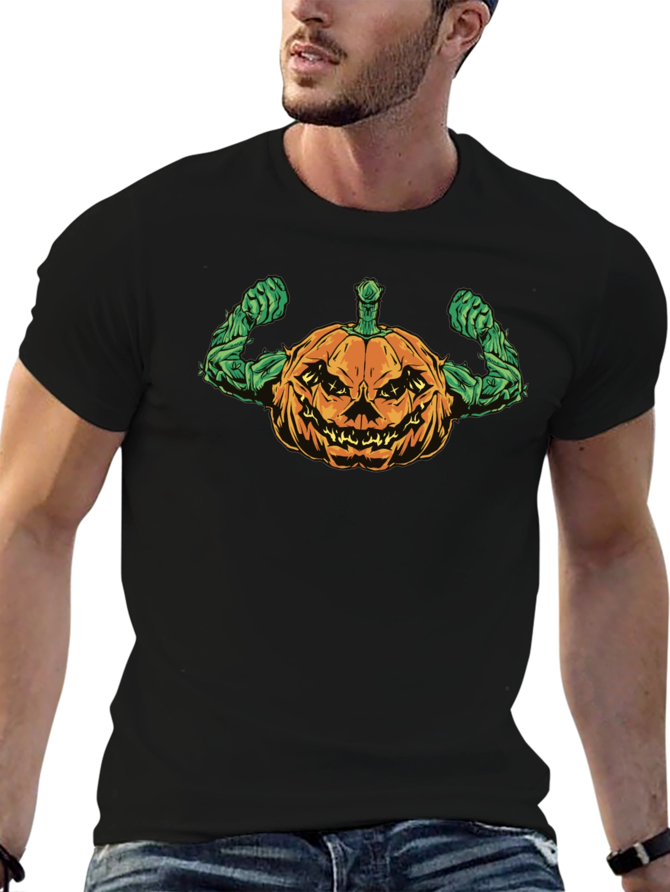 Halloween Pumpkin Muscle T-Shirt