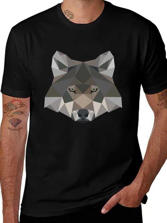 Geometric Wolf Graphic Tee - Stylish Mens T-Shirt