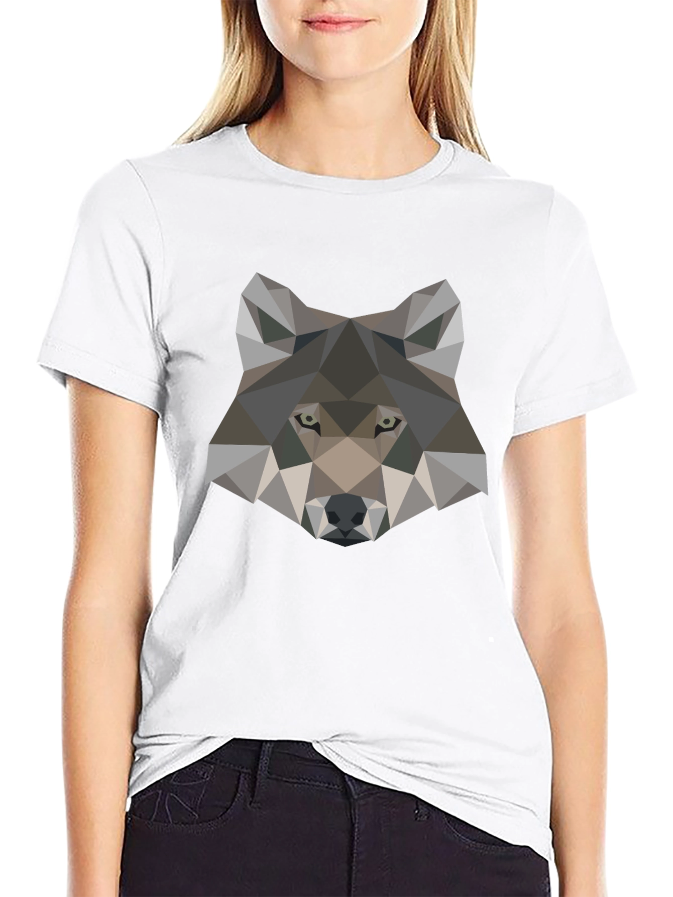 Geometric Wolf Graphic Tee - Stylish Mens T-Shirt
