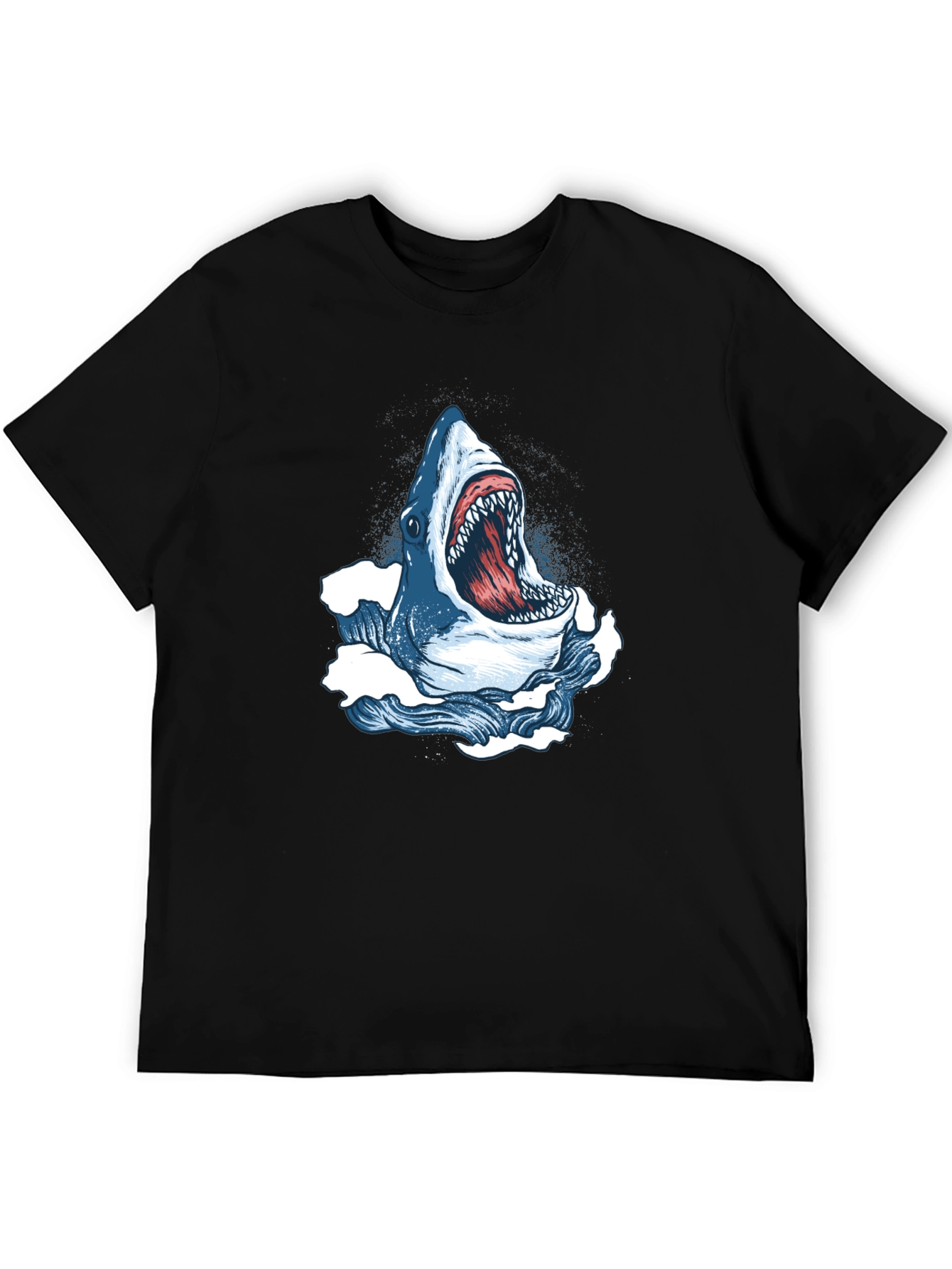 Shark Attack Graphic Tee - Bold Black Cotton T-Shirt