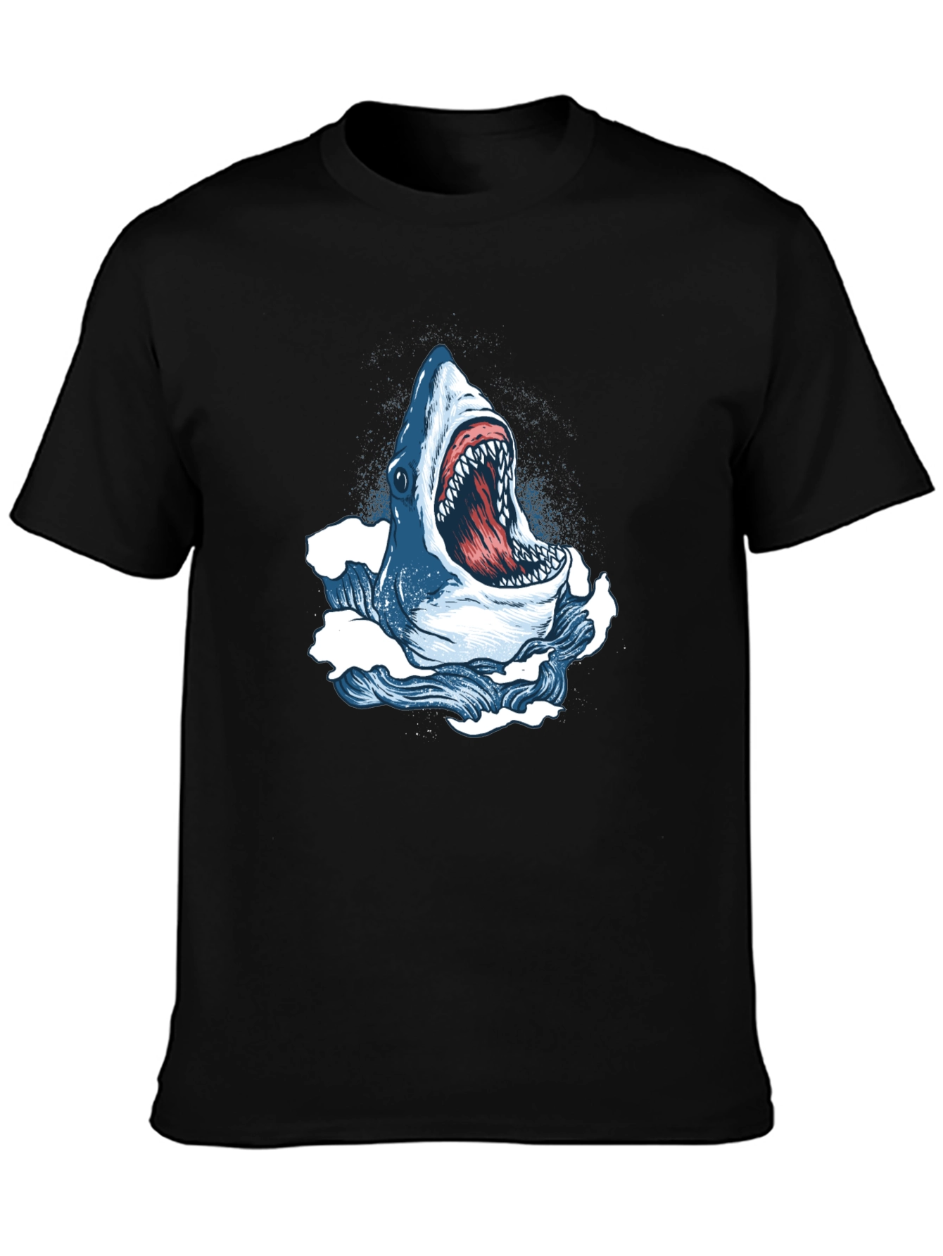 Shark Attack Graphic Tee - Bold Black Cotton T-Shirt