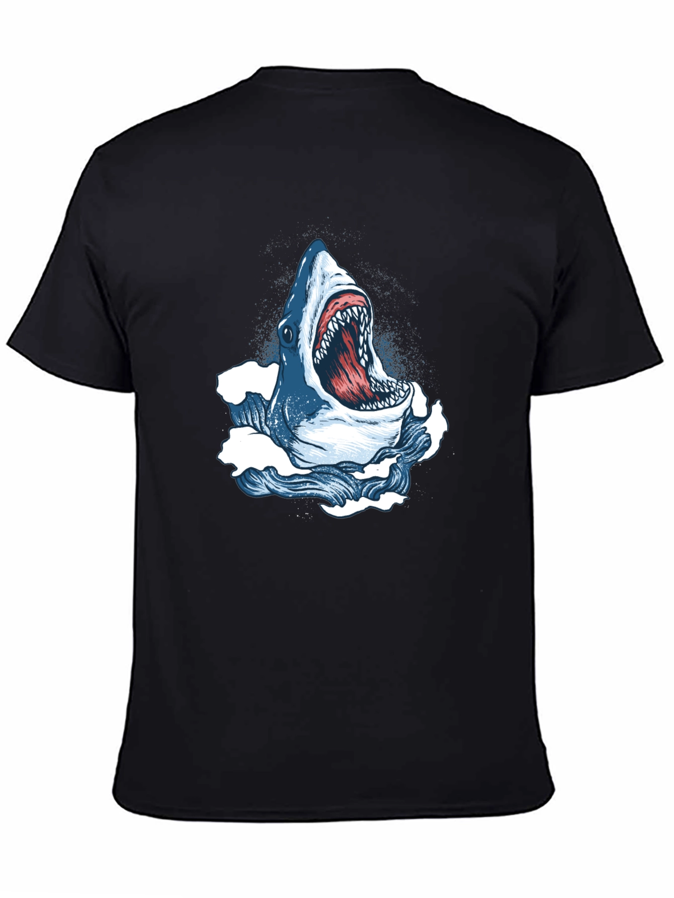 Shark Attack Graphic Tee - Bold Black Cotton T-Shirt